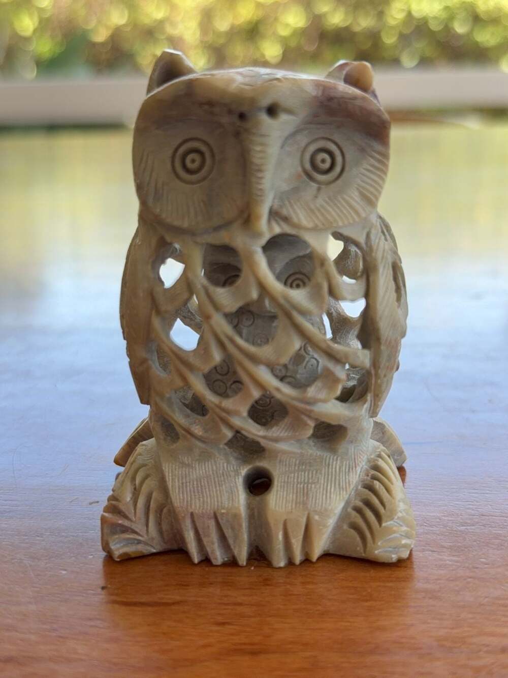Hand Carved Soapstone Owl Figurine with Inner Babyā Owl
